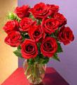 1 Dozen Red Medium Stem Roses - with Vase